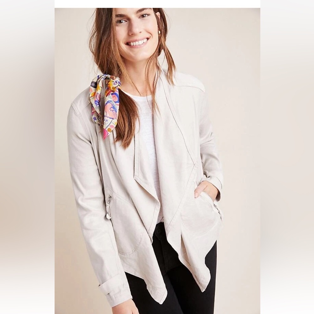 Anthropologie Soft taupe Draped Utility Jacket